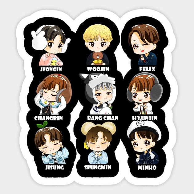 STRAY KIDS CHIBI ALL MEMBERS Sticker by LySaTee